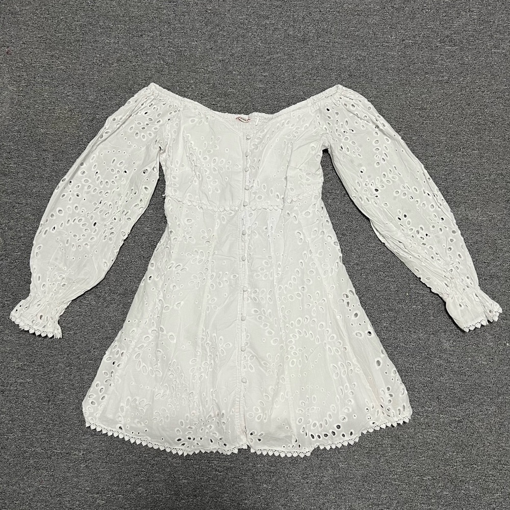 Guess White Eyelet Dress
